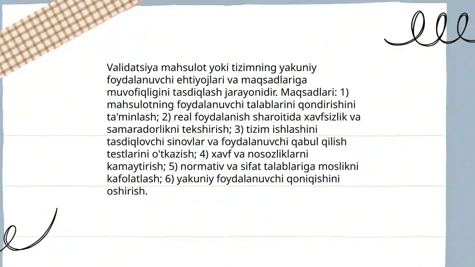 Verifikatsiya va Validatsiya tushunchalari 4