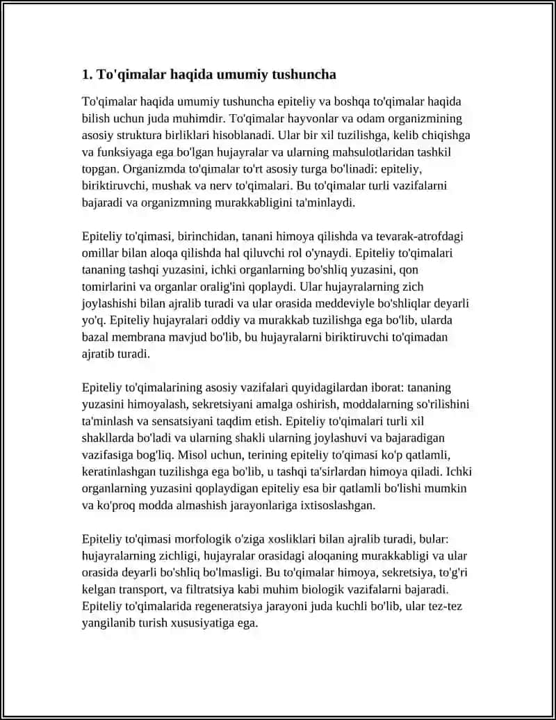 To'qimalar haqidatushuncha. Epiteliy to'qimasi 4