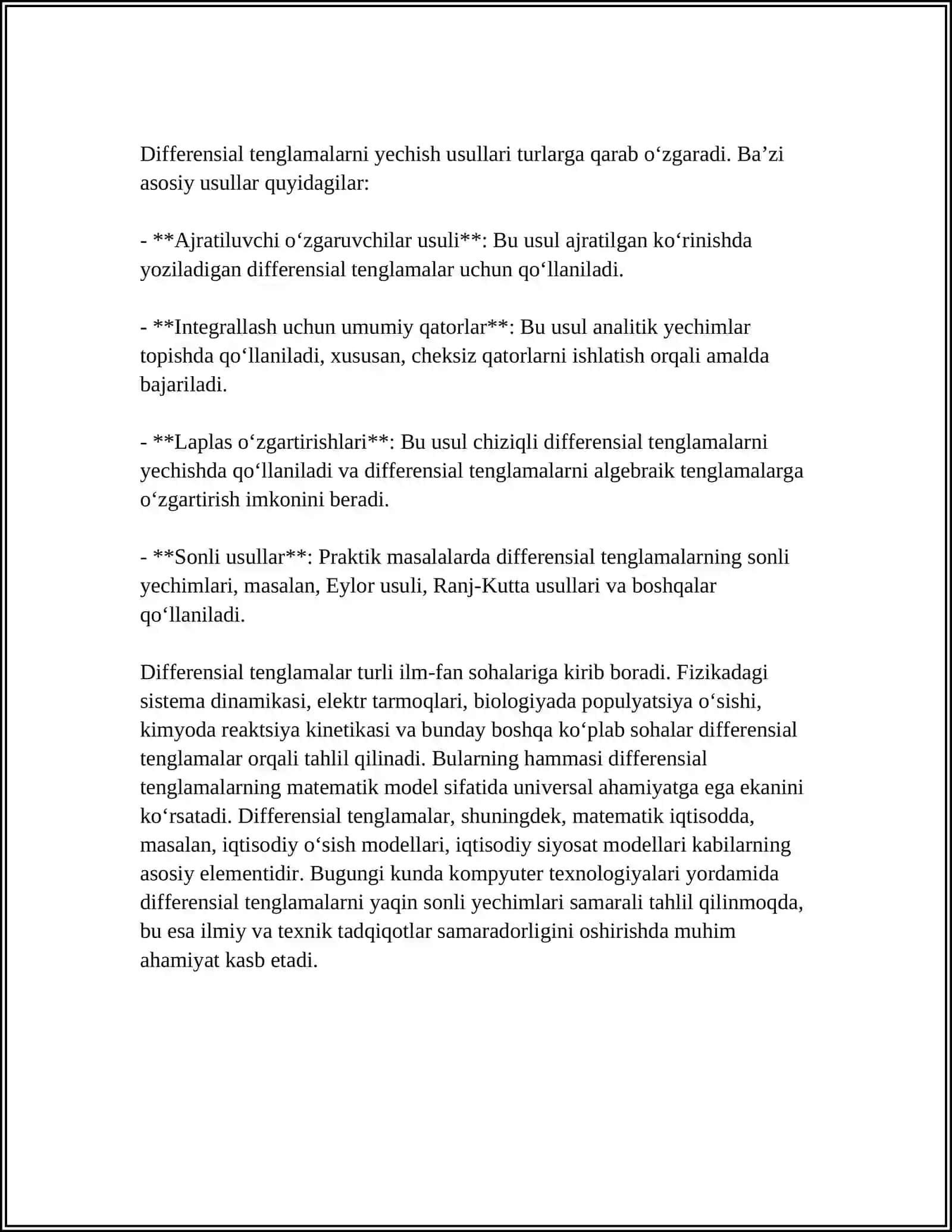 HOSILAGA NISBATAN YECHILMAGAN DIFFERENSIAL TENGLAMALAR 4