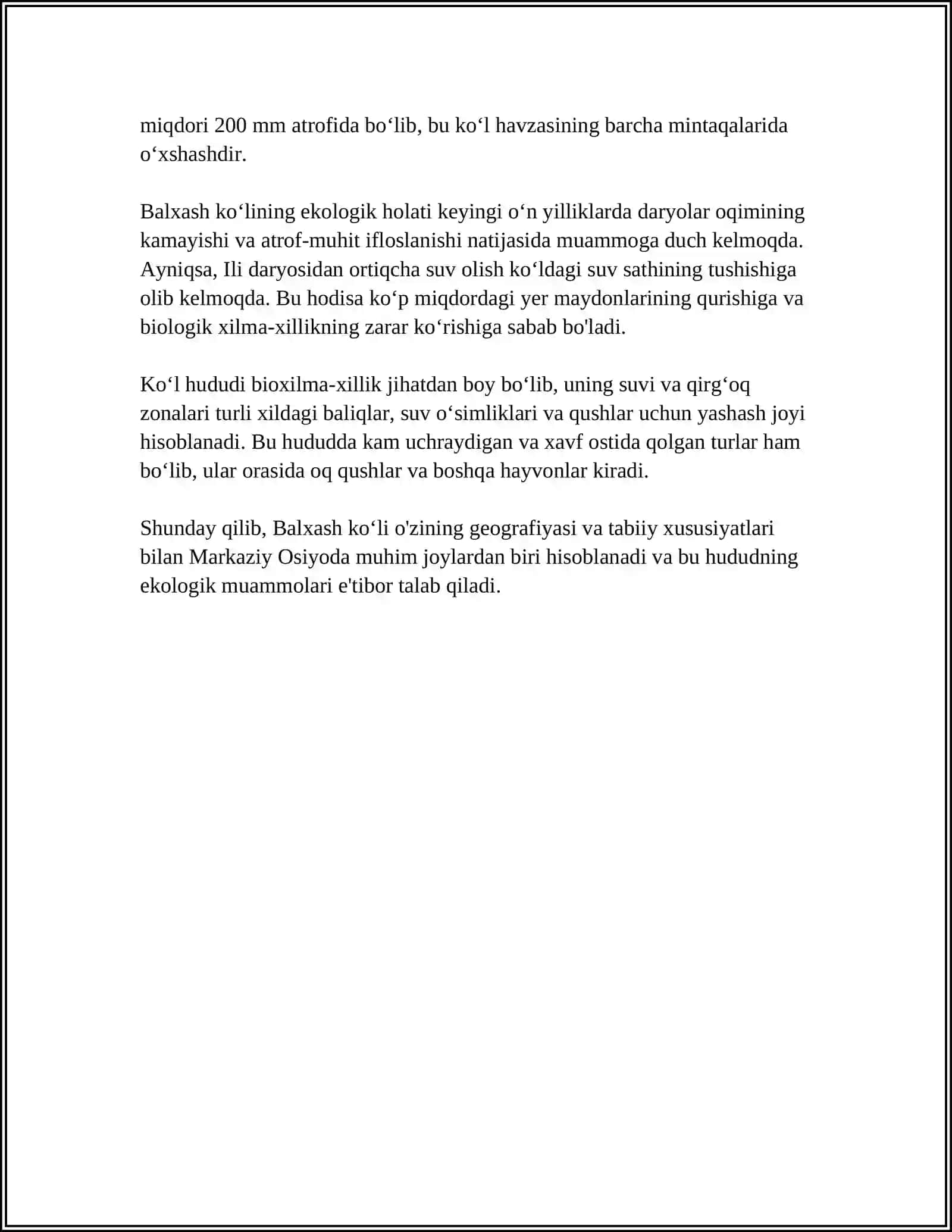 BALXASH KÒLI TAVSIFI VA ATROF-MUHIT MUAMMOSI 4