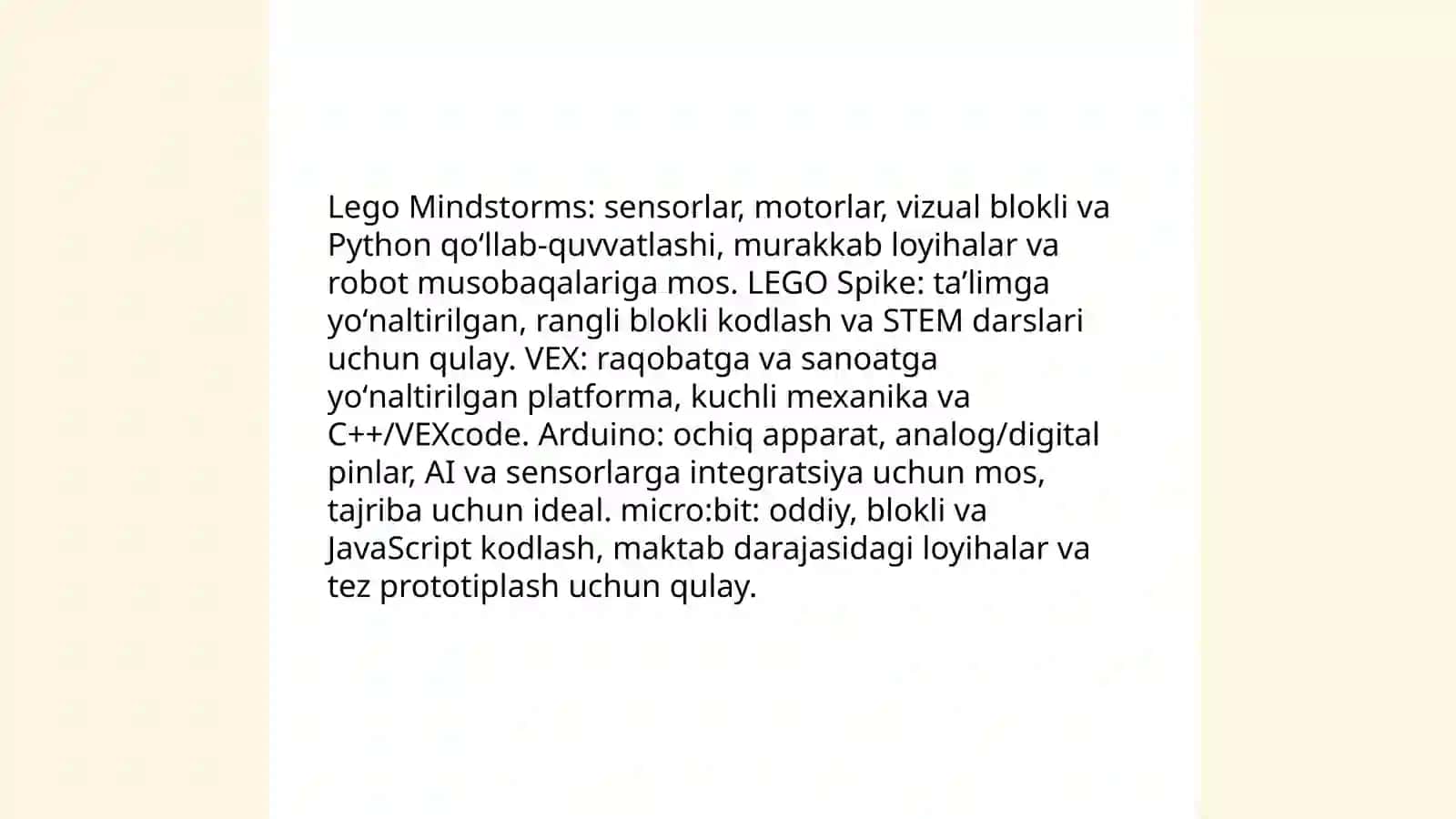 Lego Mindstorms va boshqa oʻquv robototexnika toʻplamlari 4