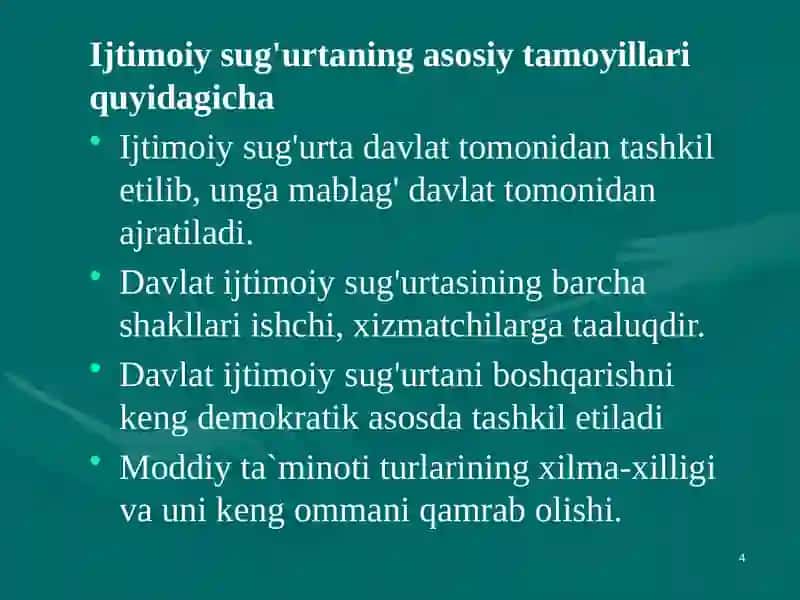 Ijtimoiy sug'urta va ta'minot 4