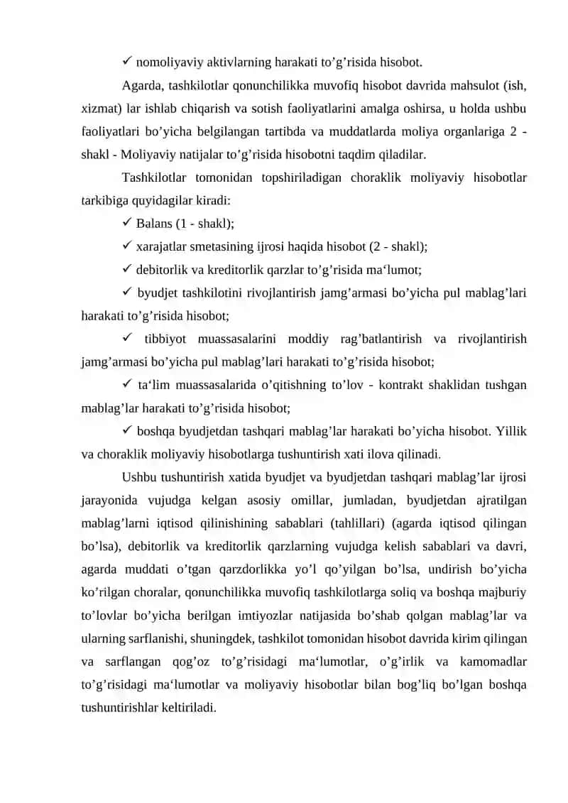 Byudjet tashkiyotlarida moliyaviy hisobotlar 4