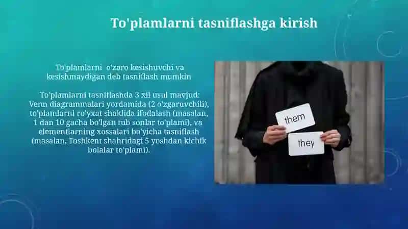 Tòplamlarni sinflarga ajratishga oid misollar 4