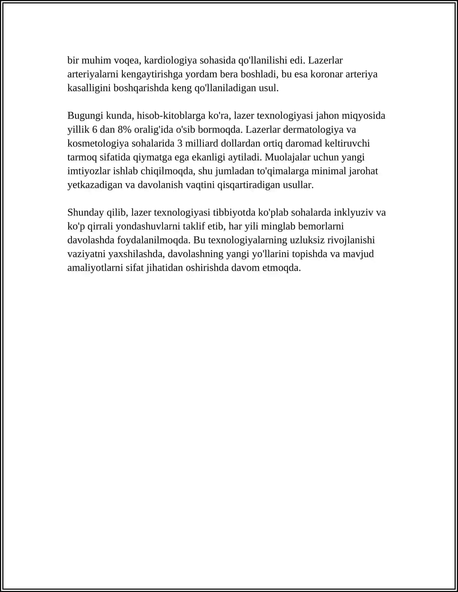 LAZERLARNI TIBBIYOTDAGI O'RNI 4