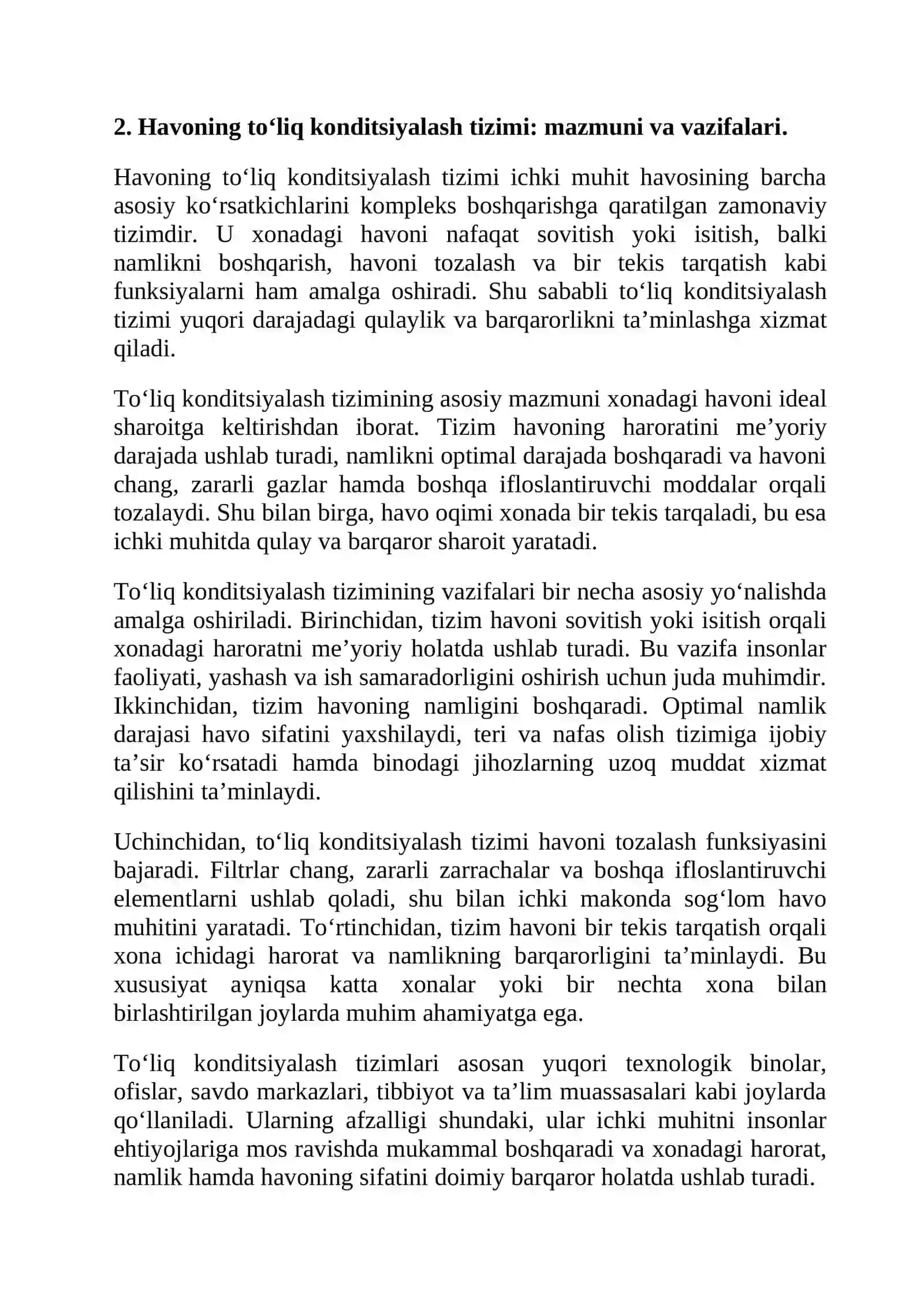 Havoning to'liq va qisman konditsiyalash tizimi 4