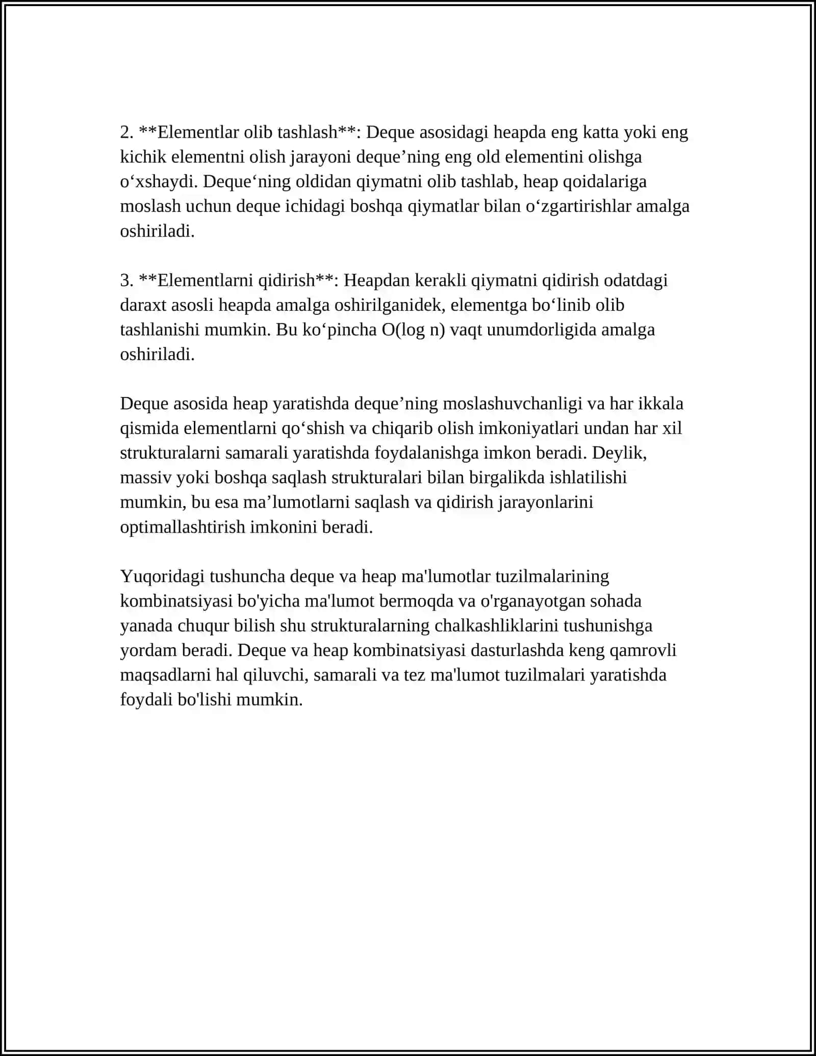 HEAP TRE KURINISHIDAGI BINAR DARAXTLARINI QURISH ALGORITMLARI VA ULARNING USTIDA AMALLAR 4