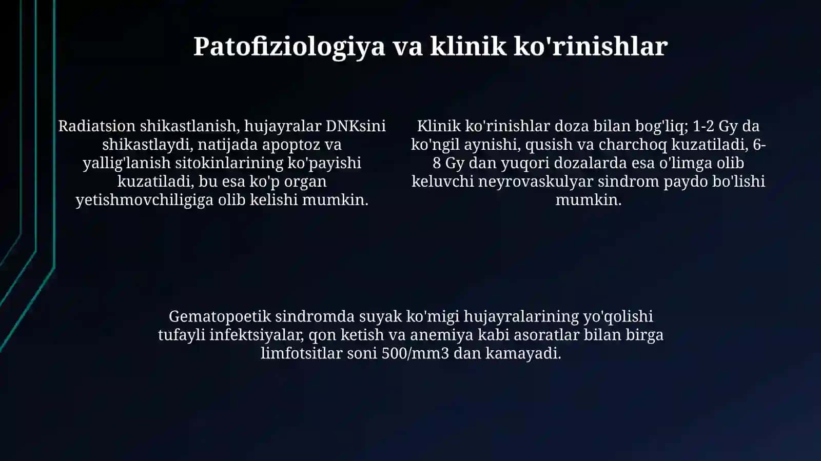 Insonlarda nurlanish kassalligi. Unitashxislashusullari 4