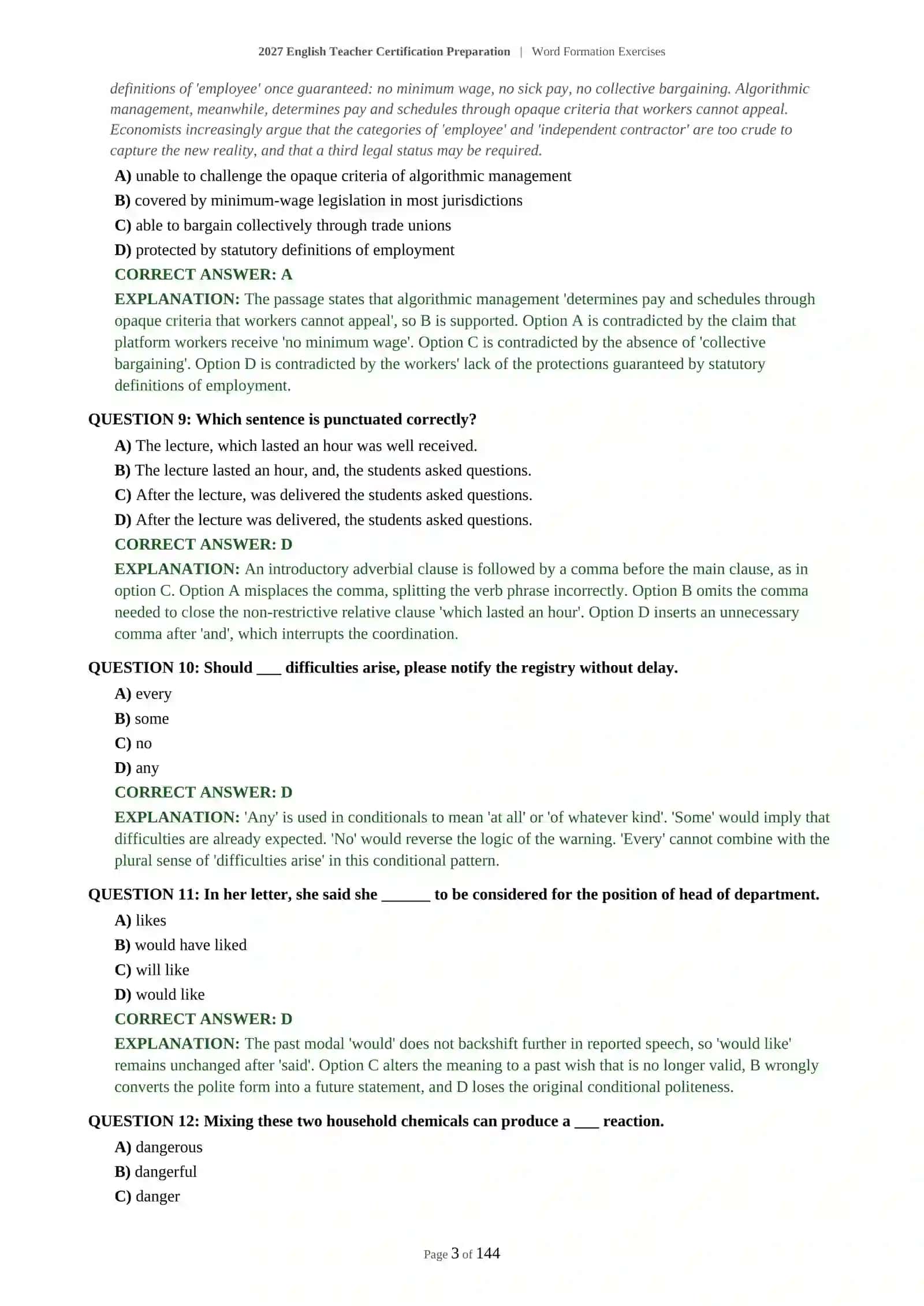2027 English Teacher Certification Preparation | Word Formation Exercises 4