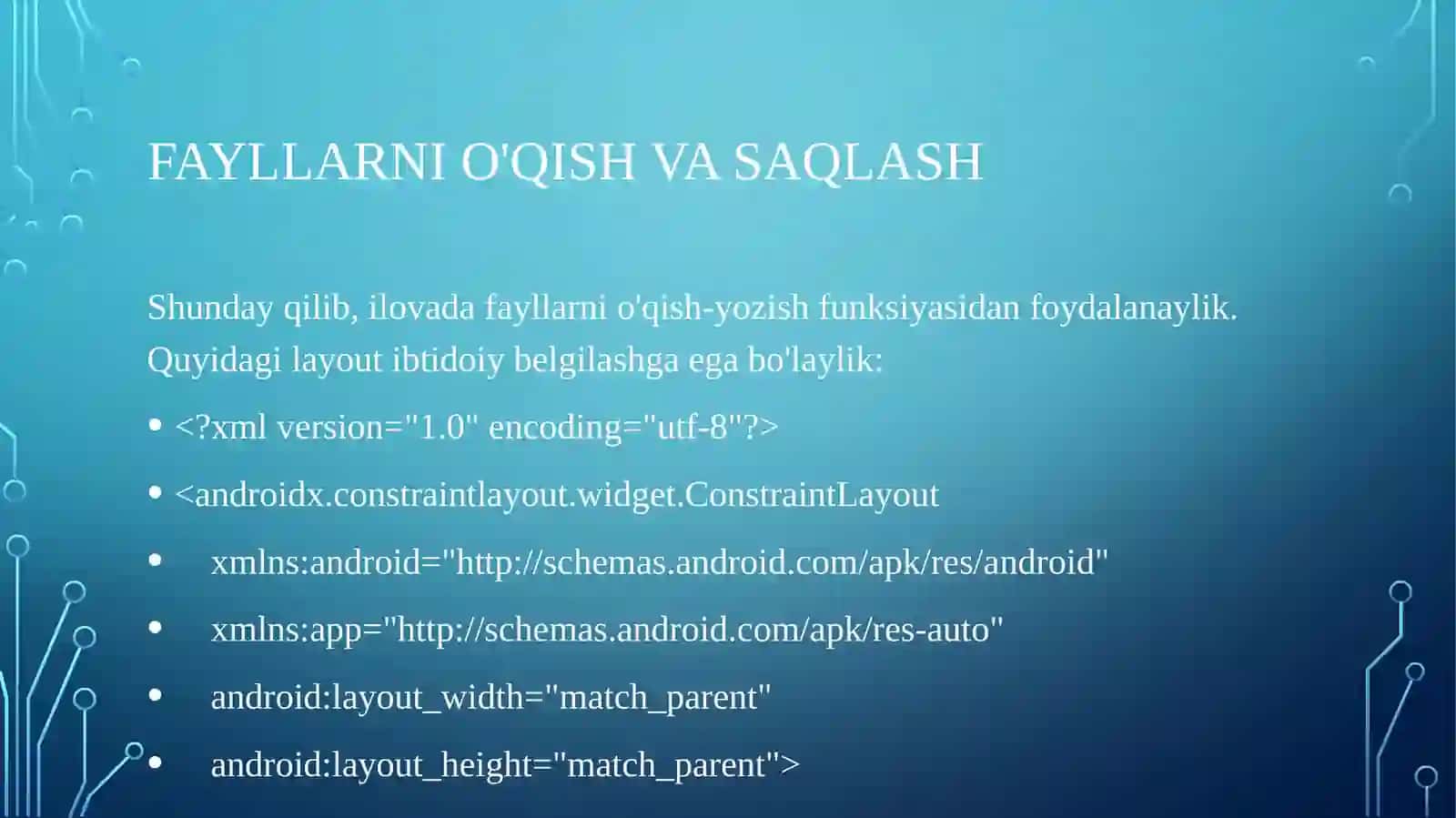 Android platformasida fayllarni o'qish, o'chirish va joylashtirish usullari 4