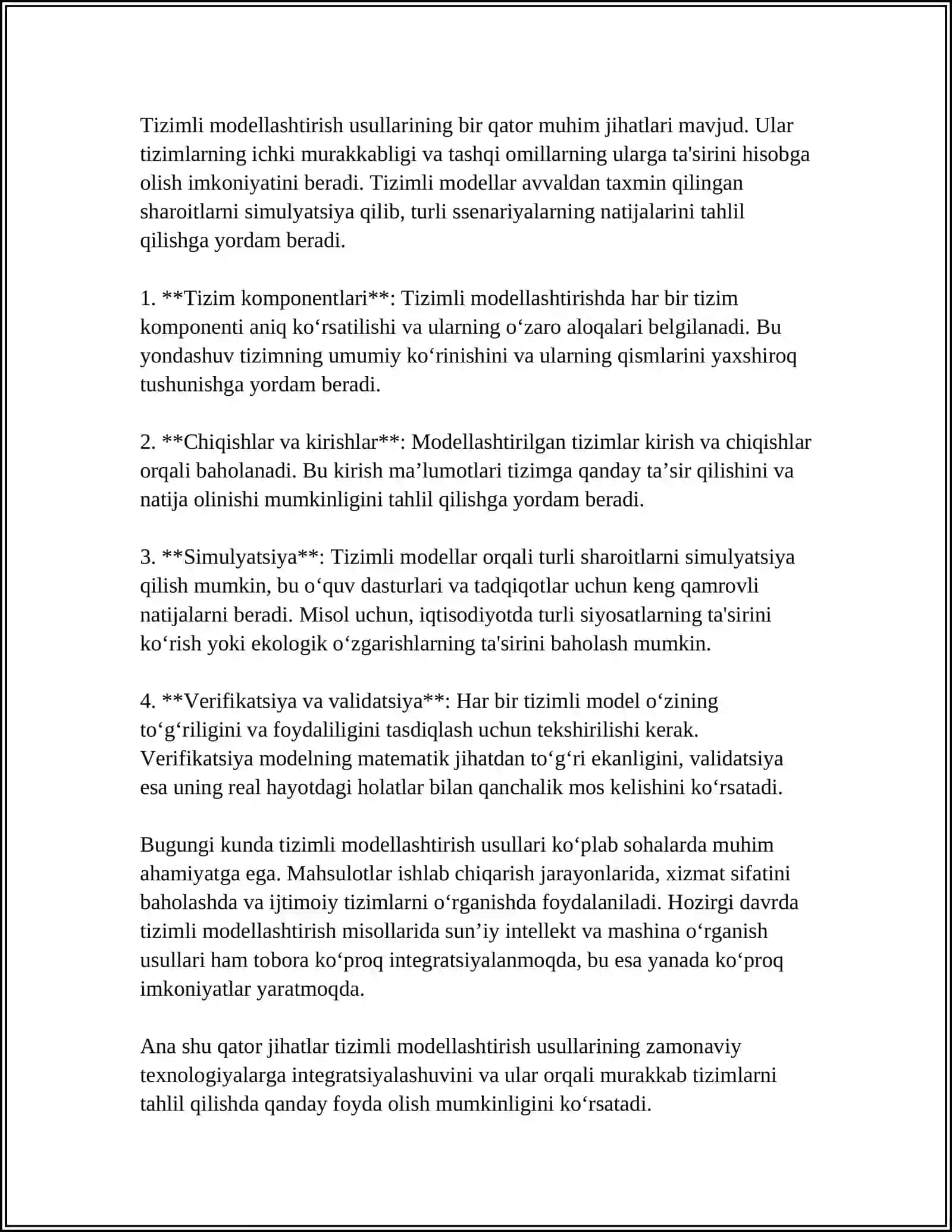 TIZIMLI IMITATSION MODELLASHTIRISH 4