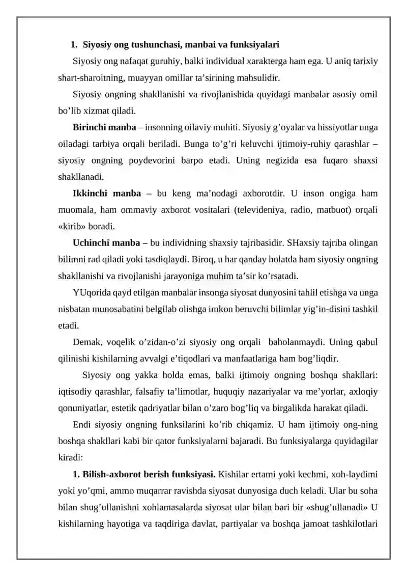 SIYOSIY MАDАNIYAT, SIYOSIY MАFKURАLАR 4