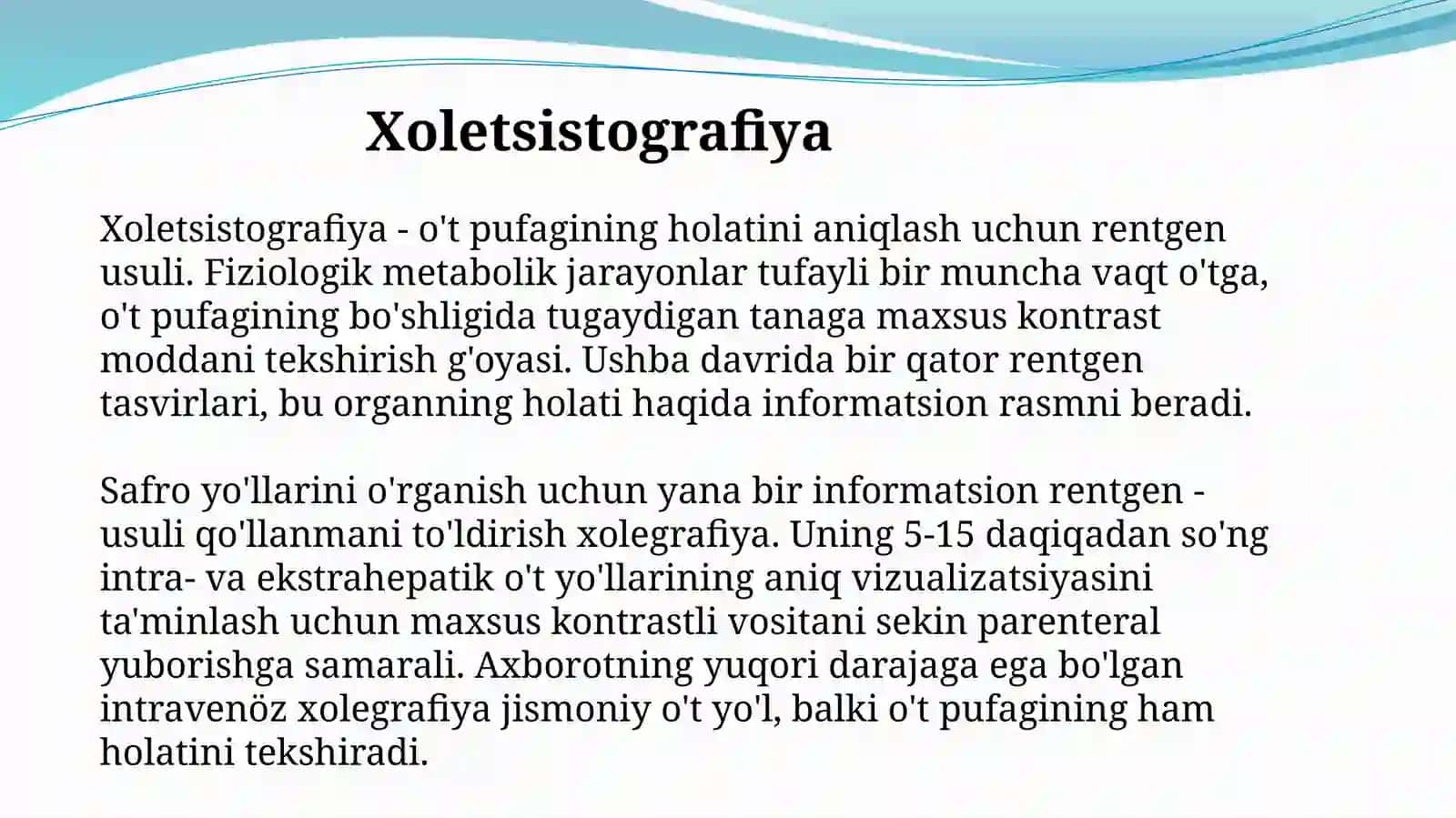 Xolesistografiya, UTT o't qopi. Kompyuterli tomografiya interpretatsiyasi 4