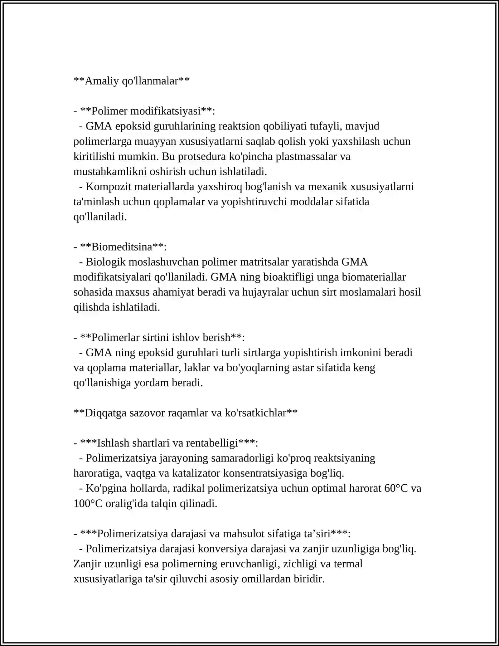 GLITSIDILMETILAKRILAT YORDAMIDA SOPOLIMER MAHSULOTLAR 4