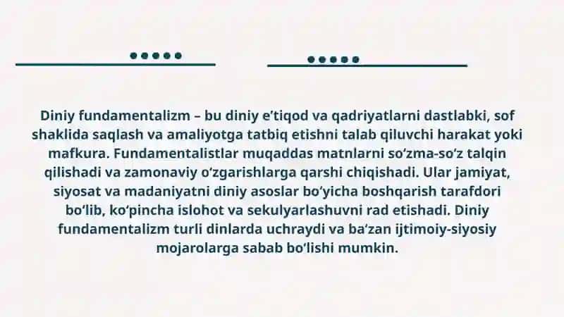 DINIY FUNDAMENTALIZMNING TARIXI VA RIVOJLANISH BOSQICHLARI 4