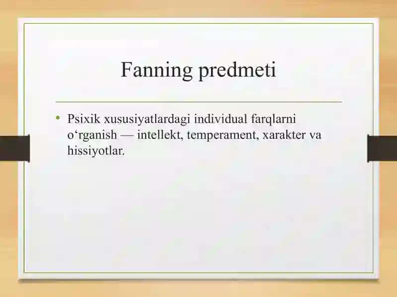 Diferansiyel psixologiya individual farqlar haqidagi fan sifatida 4