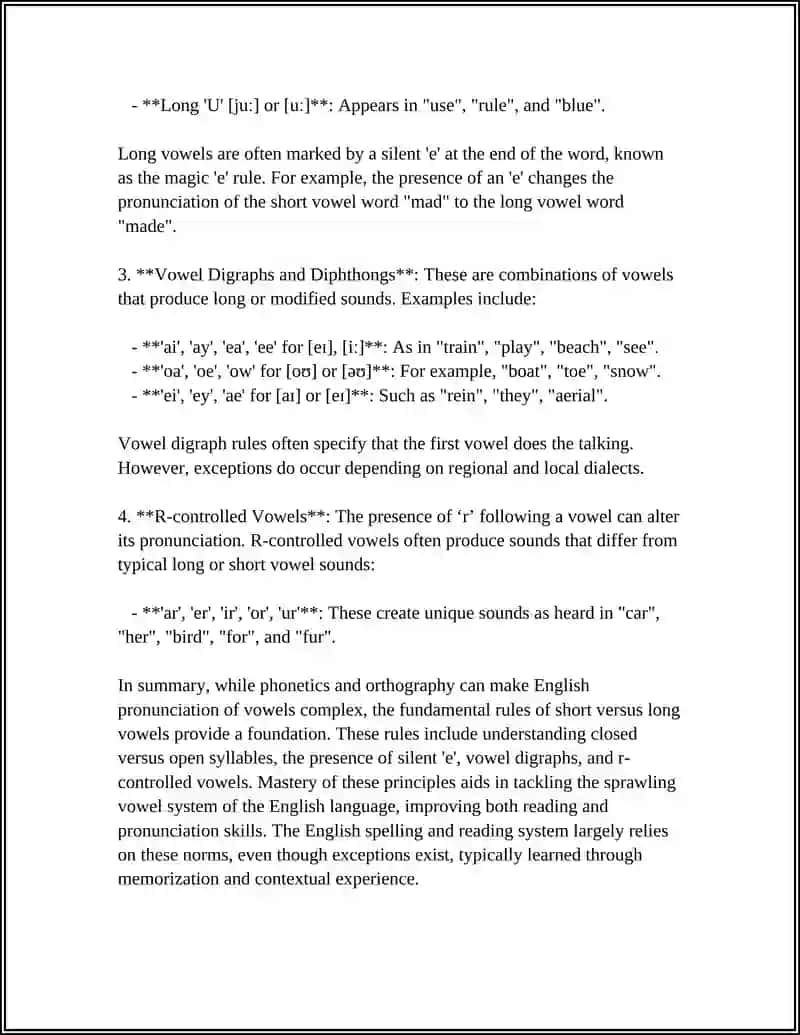 RULES OF READING VOWELS (PRONUNCIATION RULES OF THE 20 VOWEL SOUNDS) 4