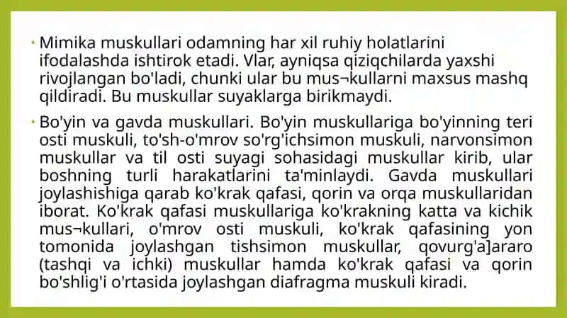 Muskullar faoliyatining jismoniy imkoniyatlari 4