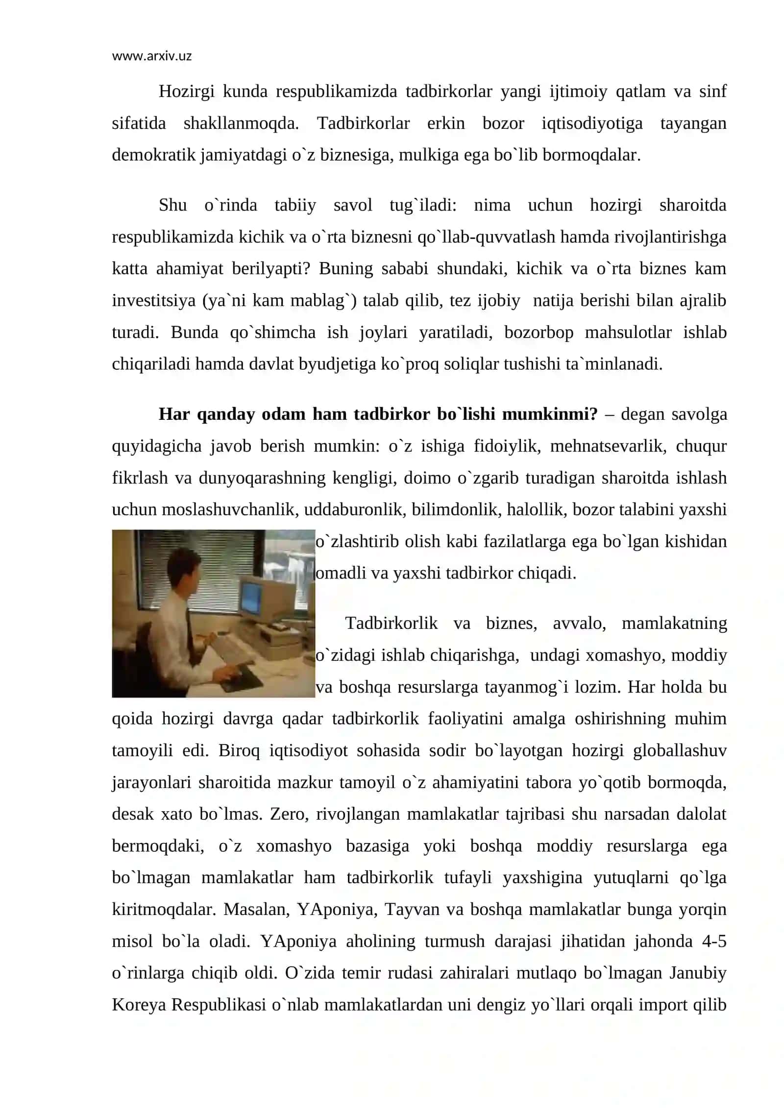Tadbirkorlik faoliyatining mohiyati 4