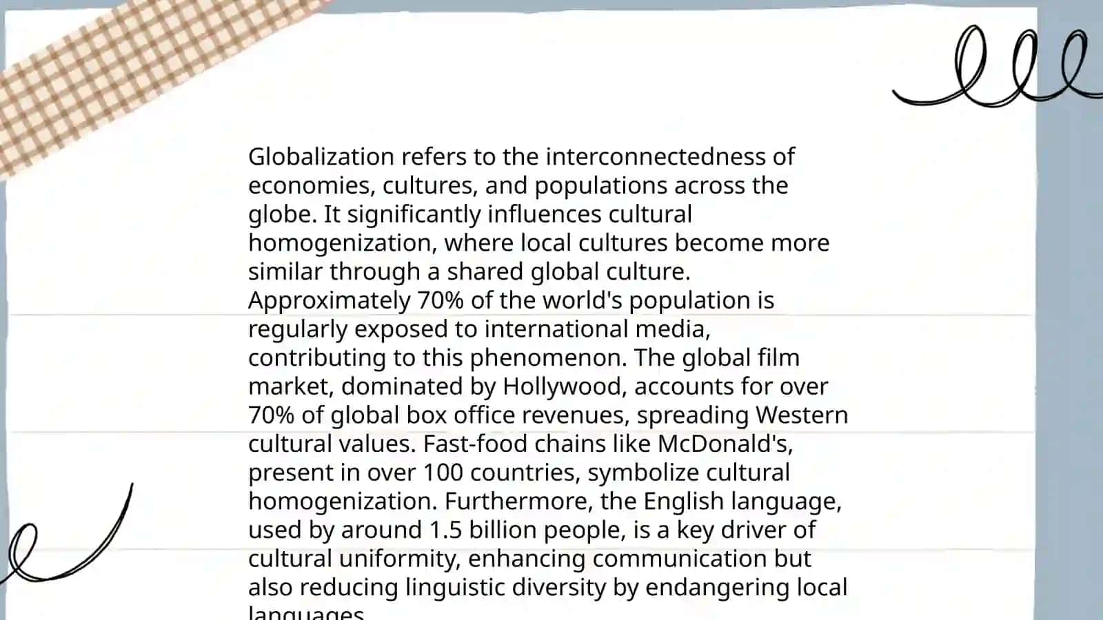 The effect of globalization to cultures 4