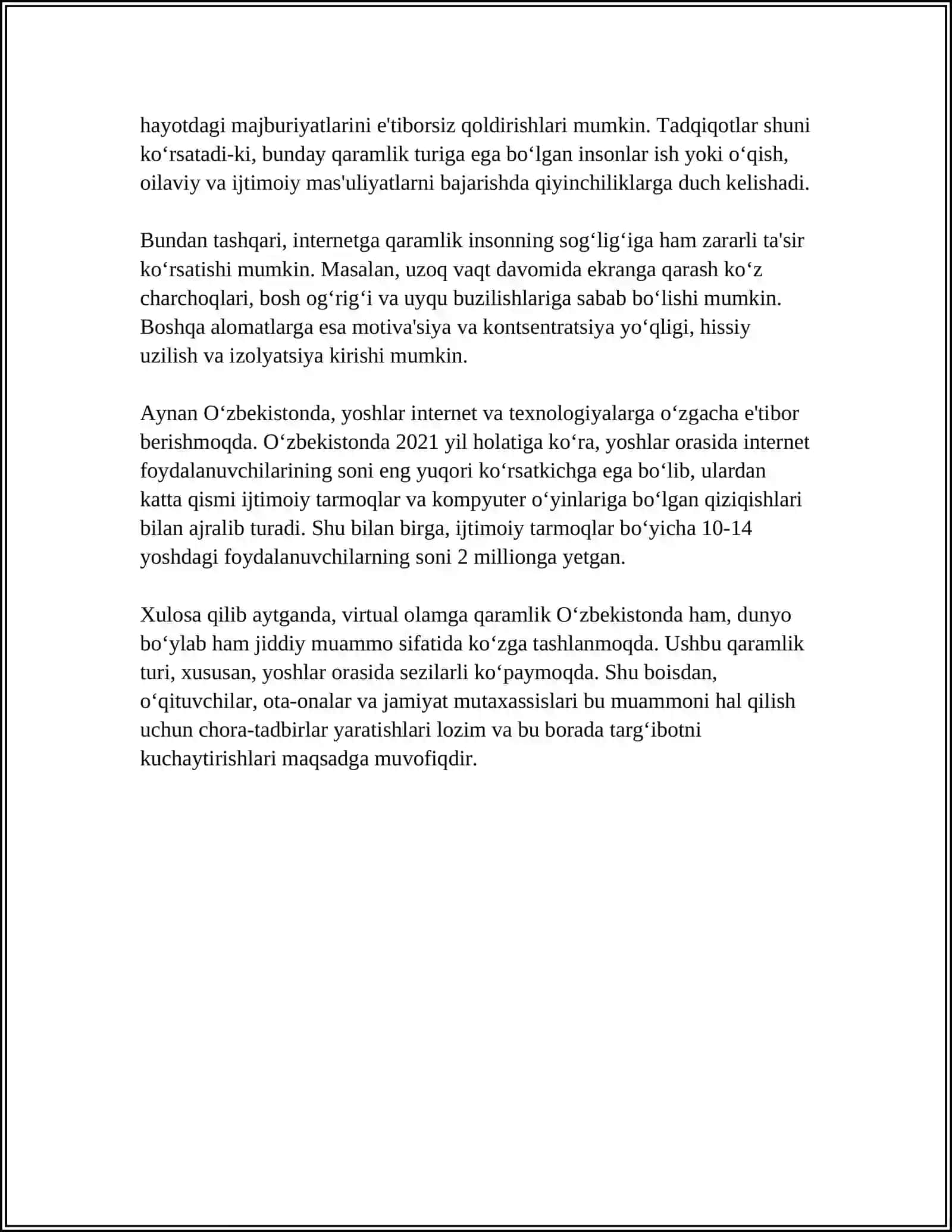 VIRTUAL OLAMGA QARAMLIK VA UNING OQIBATLARI 4