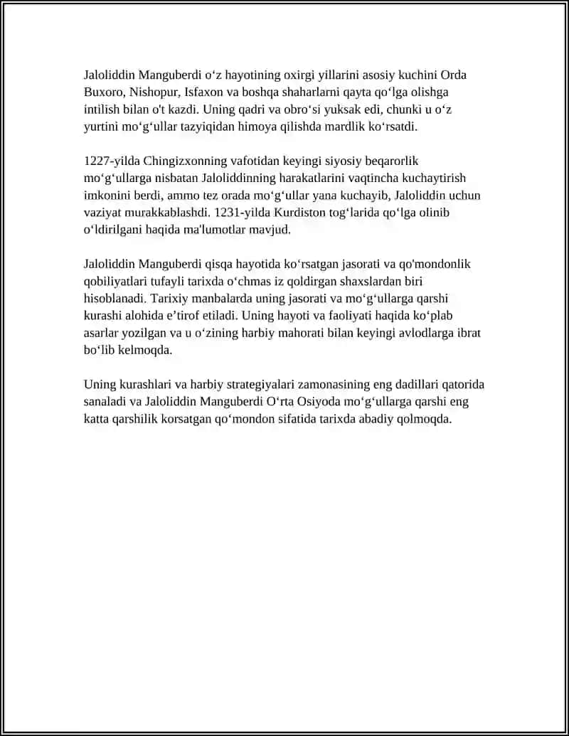 JALOLIDDIN MANGUBERDI - VATAN HIMOYACHISI 4