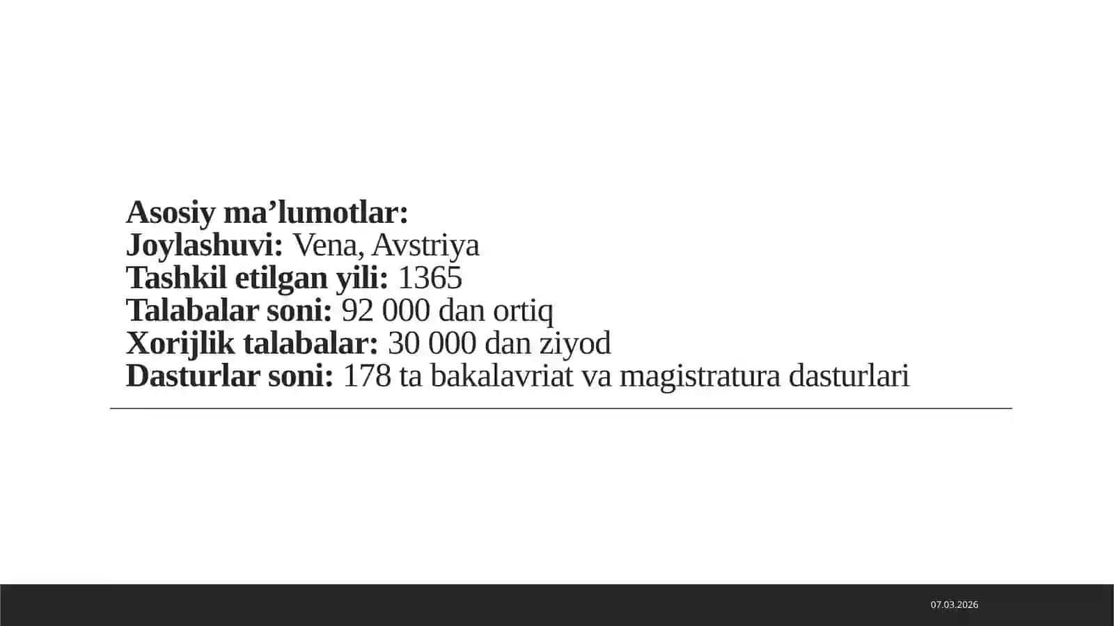 Vena Davlat universiteti data’lim jarayoni 4