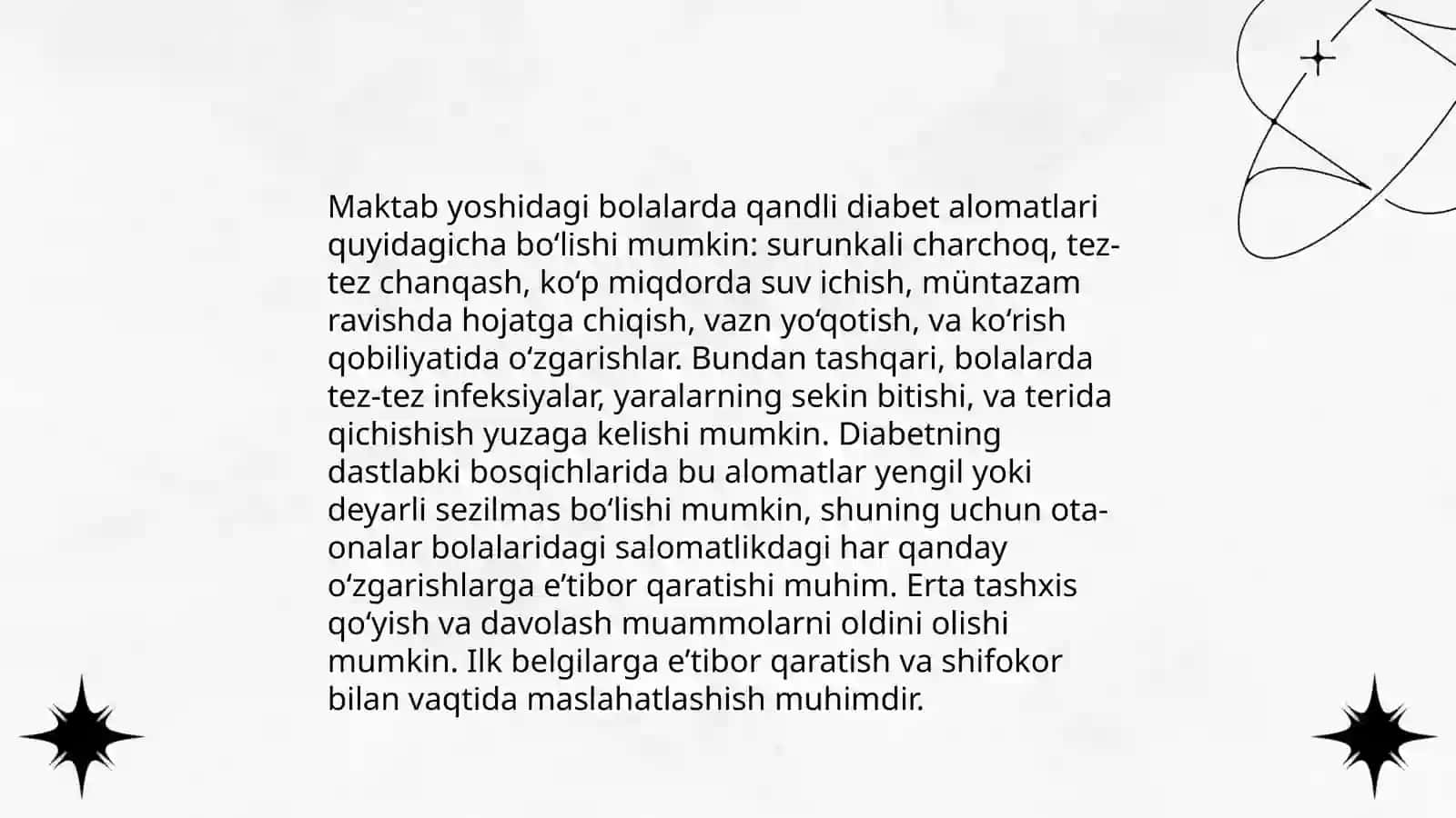 Ichki sekretsiya bezlari (qandli diabet), nafas olish a'zolari (sil va bronxial astma) kasalliklari bilan og'rigan maktab o'quvchilari bilan mashg'ulotlar o'tkazish tamoyillari 4