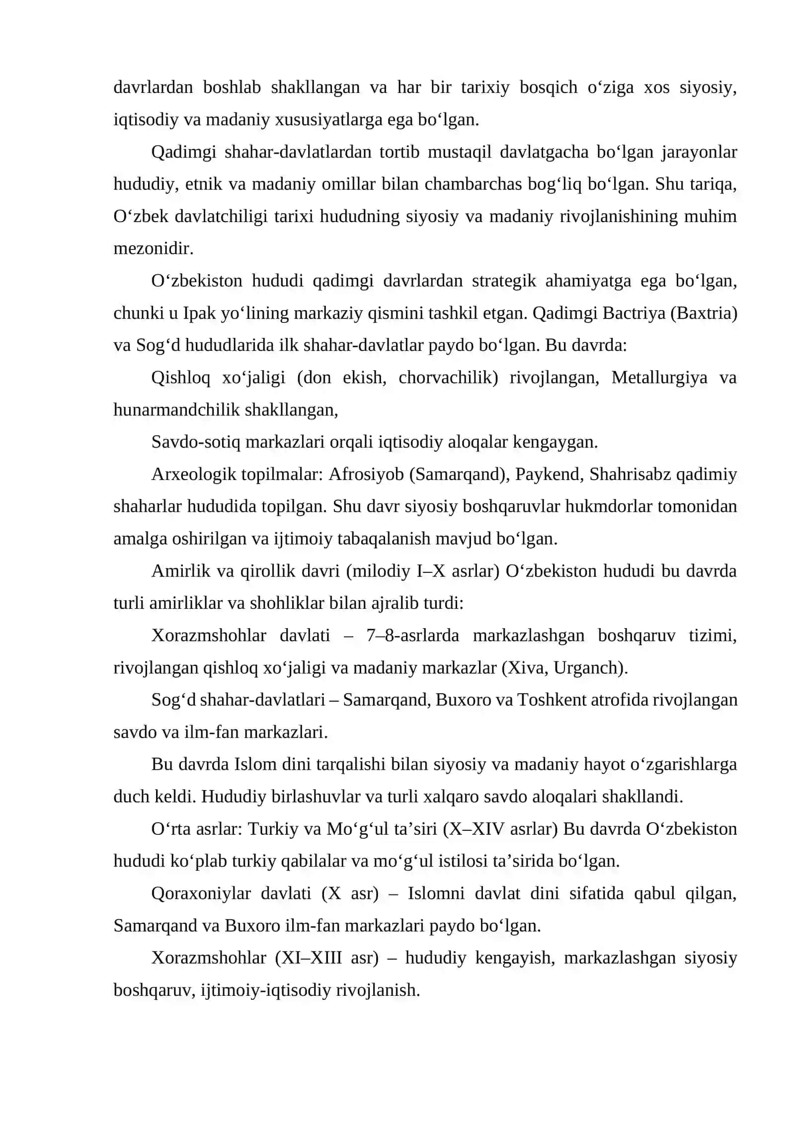 O'ZBEK DAVLATCHILIGINING TARIXIY BOSQICHLARI 4