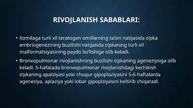 O'pkaning tug'man uqsonlari va rivojanish sabablari 4