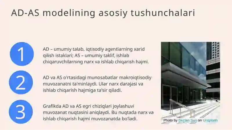 AD-AS MODELI BO’YICHA IQTISODIY MUVOZANAT 4