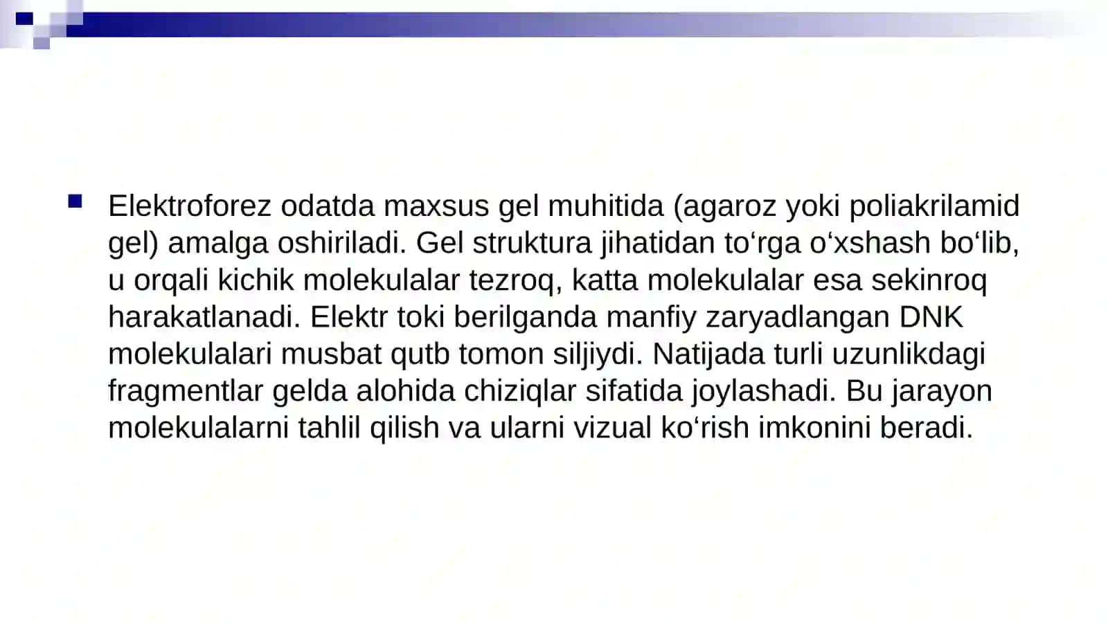 Elektroforez usulining Genomika fanida qo'llanilishi 4