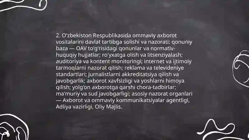 O'zbekiston Respublikasida matbuot va axborot sohasining huquqiy asoslari 4