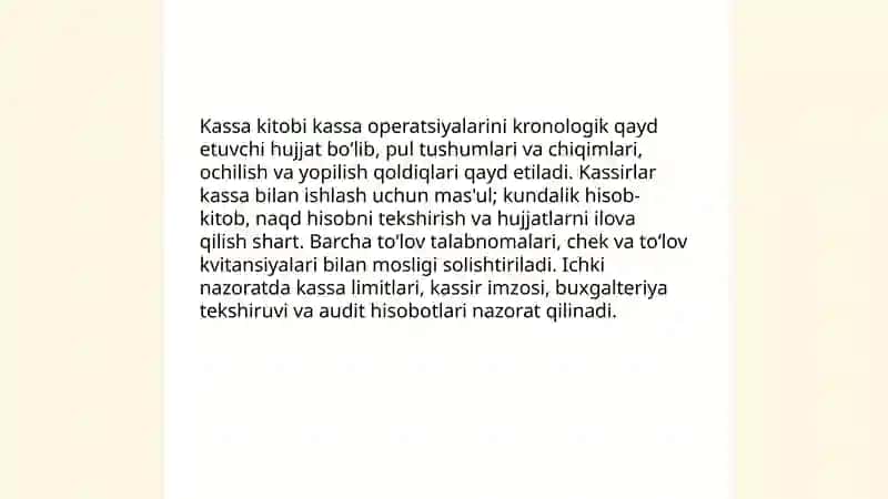 Pul mablagʻlari va hisob-kitoblar hisobi BHMS-9 4
