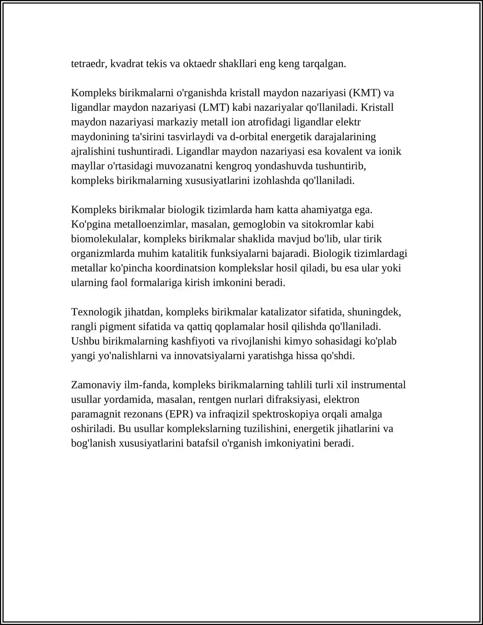 KOMPLEKS BIRIKMALARNING DISSOTSILANISHI VA KOMPLEKS IONLARNING BARQARORLIGI 4