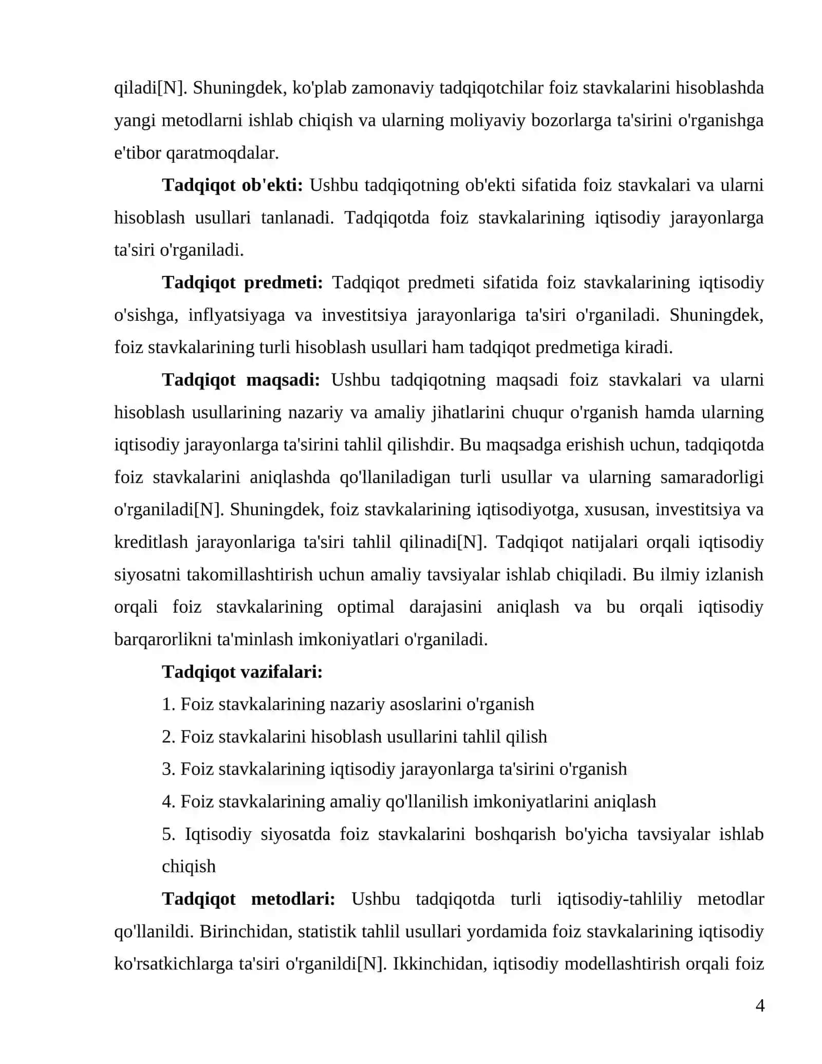 Foiz stavkalari va ularni hisoblash usullar 4