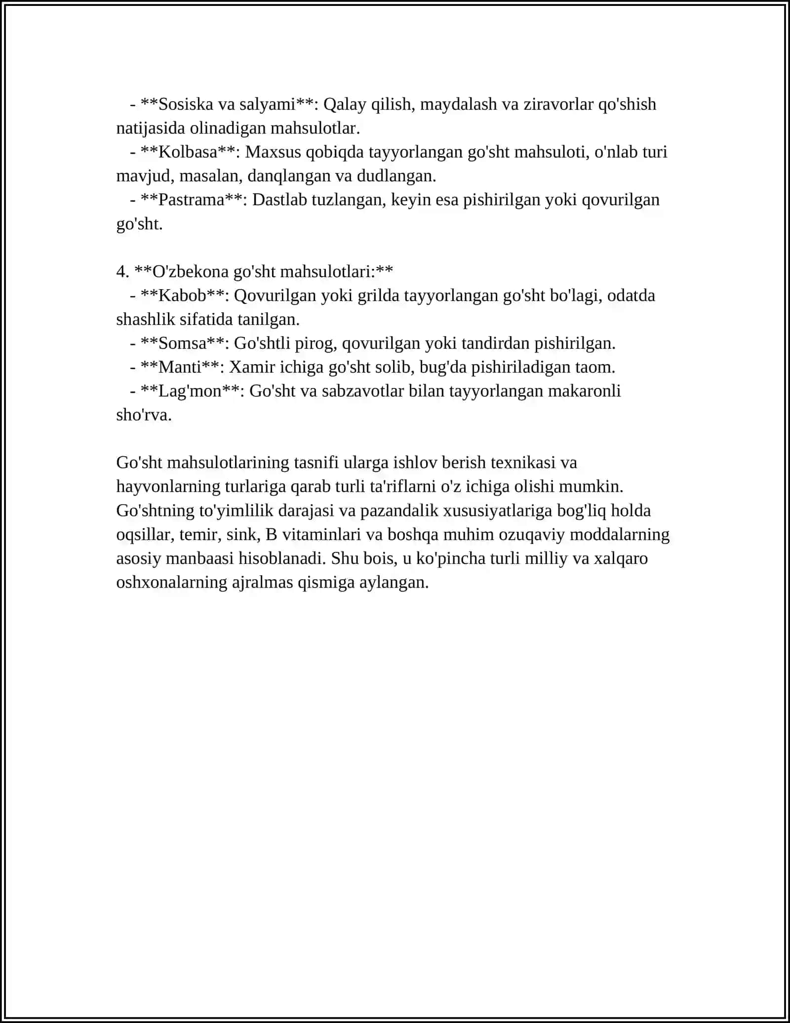 GO'SHT MAHSULOTLARI VA ULARNING TURLARI 4