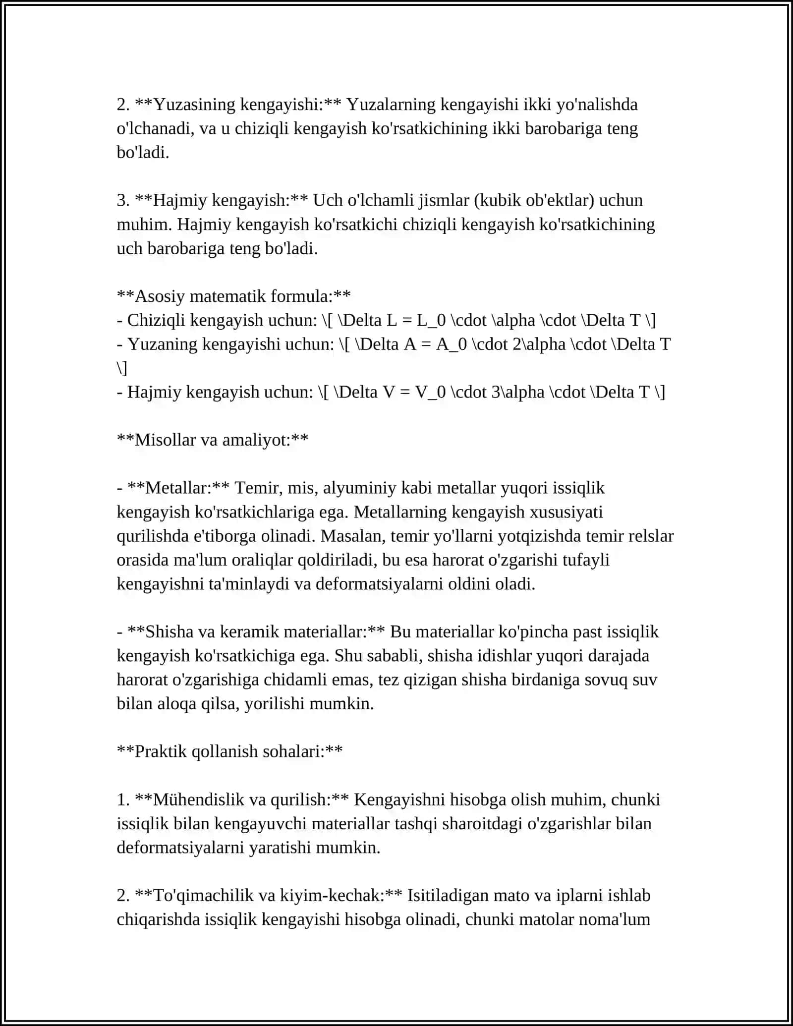 MATERIALLARNING ISSIQLIK KENGAYISHI 4