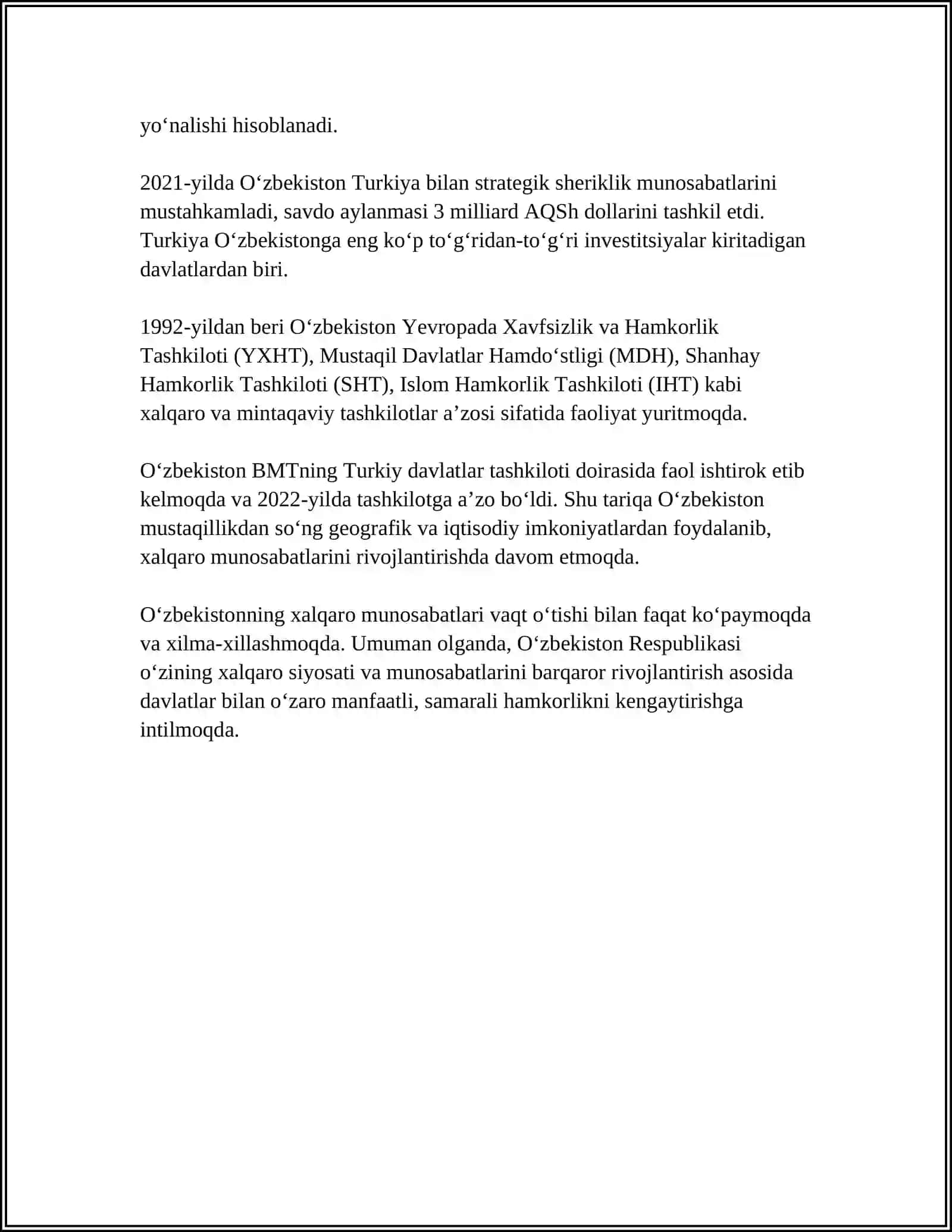 O’ZBEKISTON VA JAHON HAMJAMIYATI 4