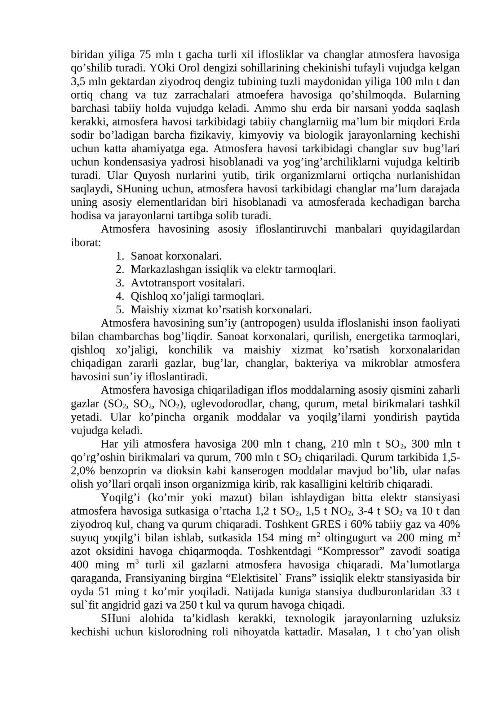 Atmosferaning tarkibi va uning ifloslanish manbalari 4
