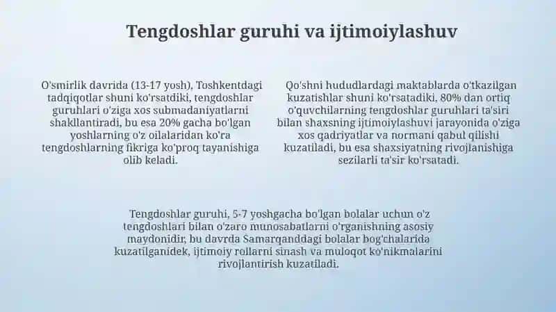 Shaxsning rivojlanishi tarbiyasi va ijtimoiylashuvi 4