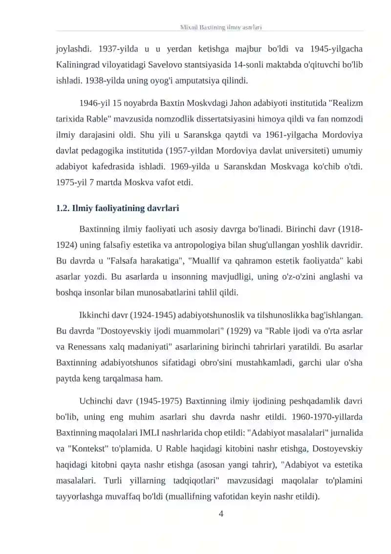 Mixail Baxtining ilmiy asarlari 4