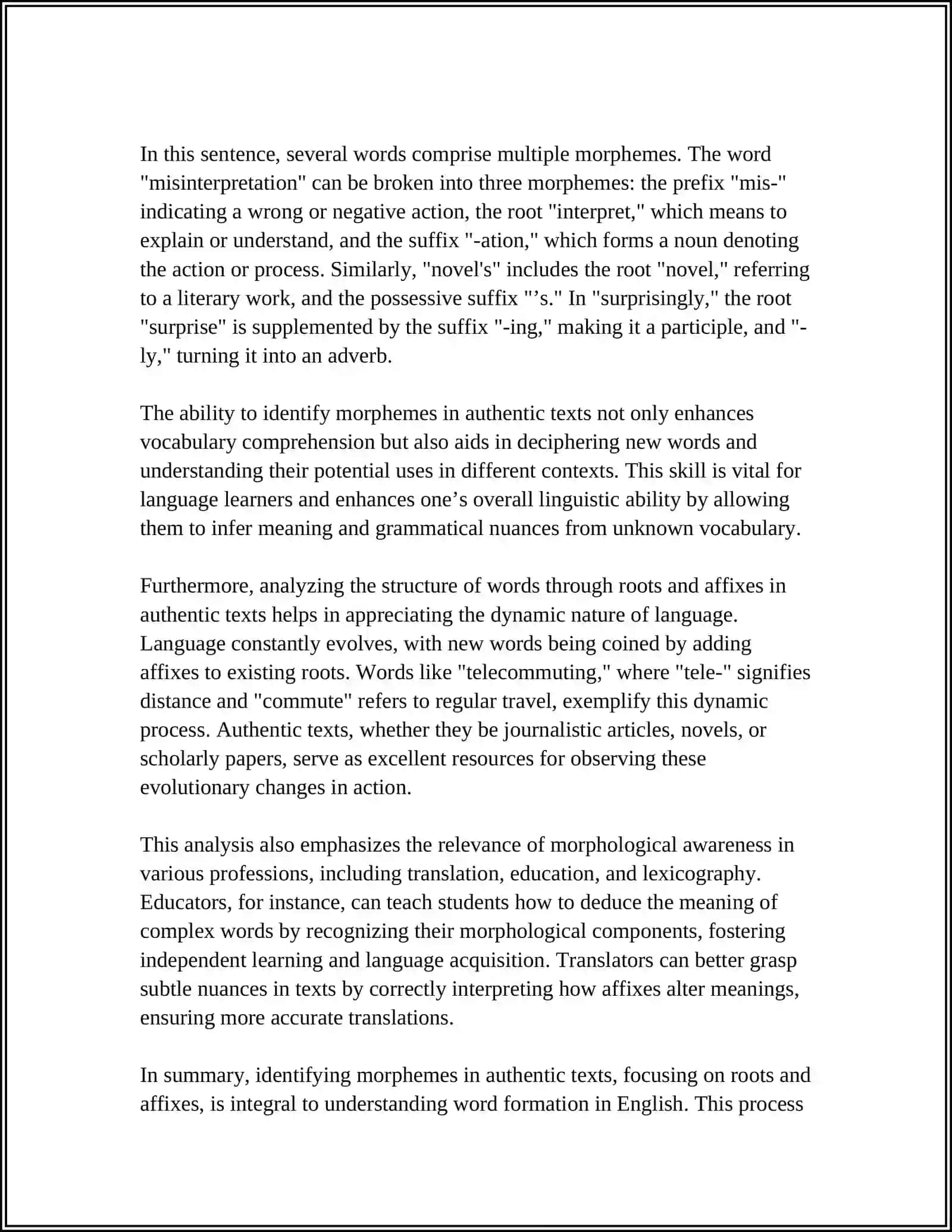Identifying Morphemes in Authentic Texts 4