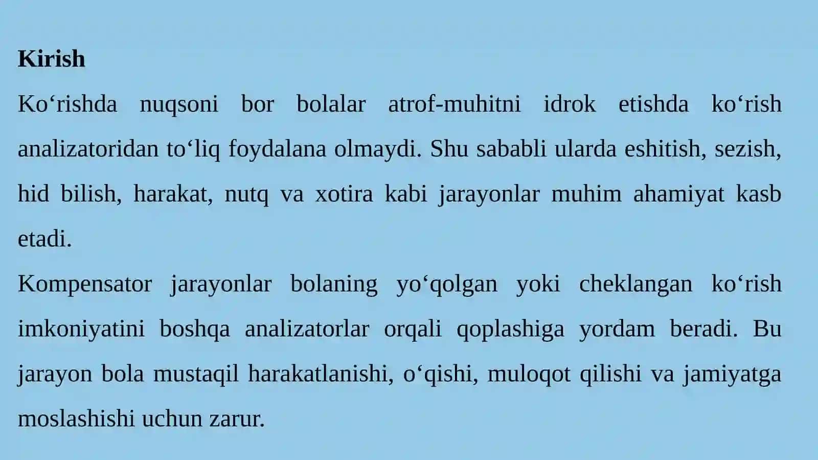 Ko‘rishda nuqsoni bor bolalarda kompensator jarayonlarni shakllantirish 4