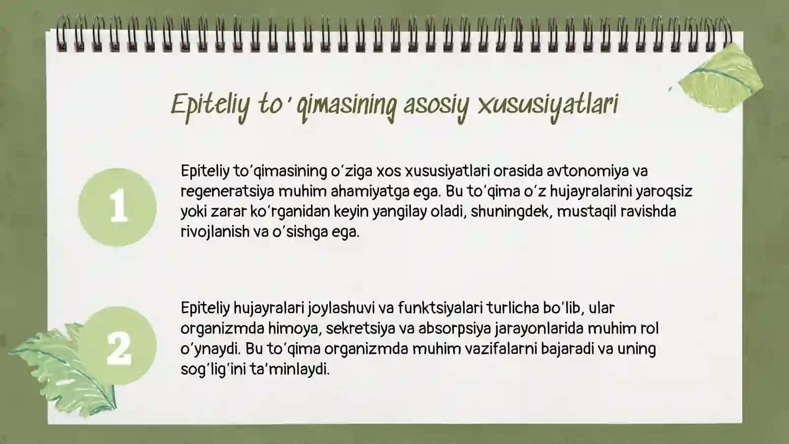 Epiteliy to‘qimasining tuzilishi, turlari va vazifalari 4