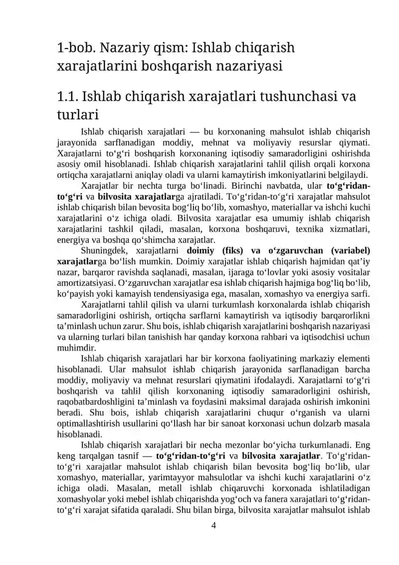 ISHLAB CHIQARISH XARAJATLARINI OPTIMALLASHTIRISH 4