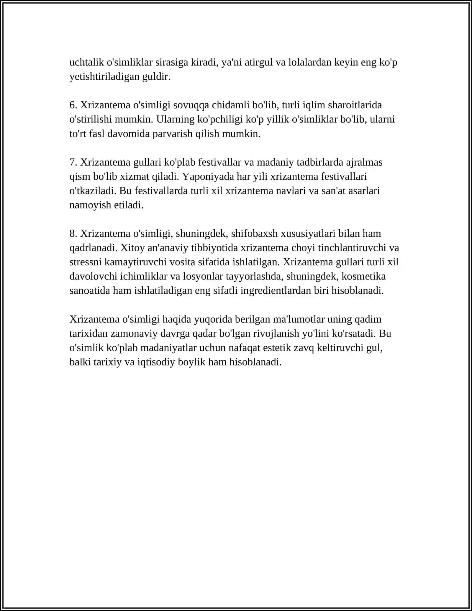 XRIZENTEMA OSIMLIGI HAQIDA TOLIQ MALUMOT 4