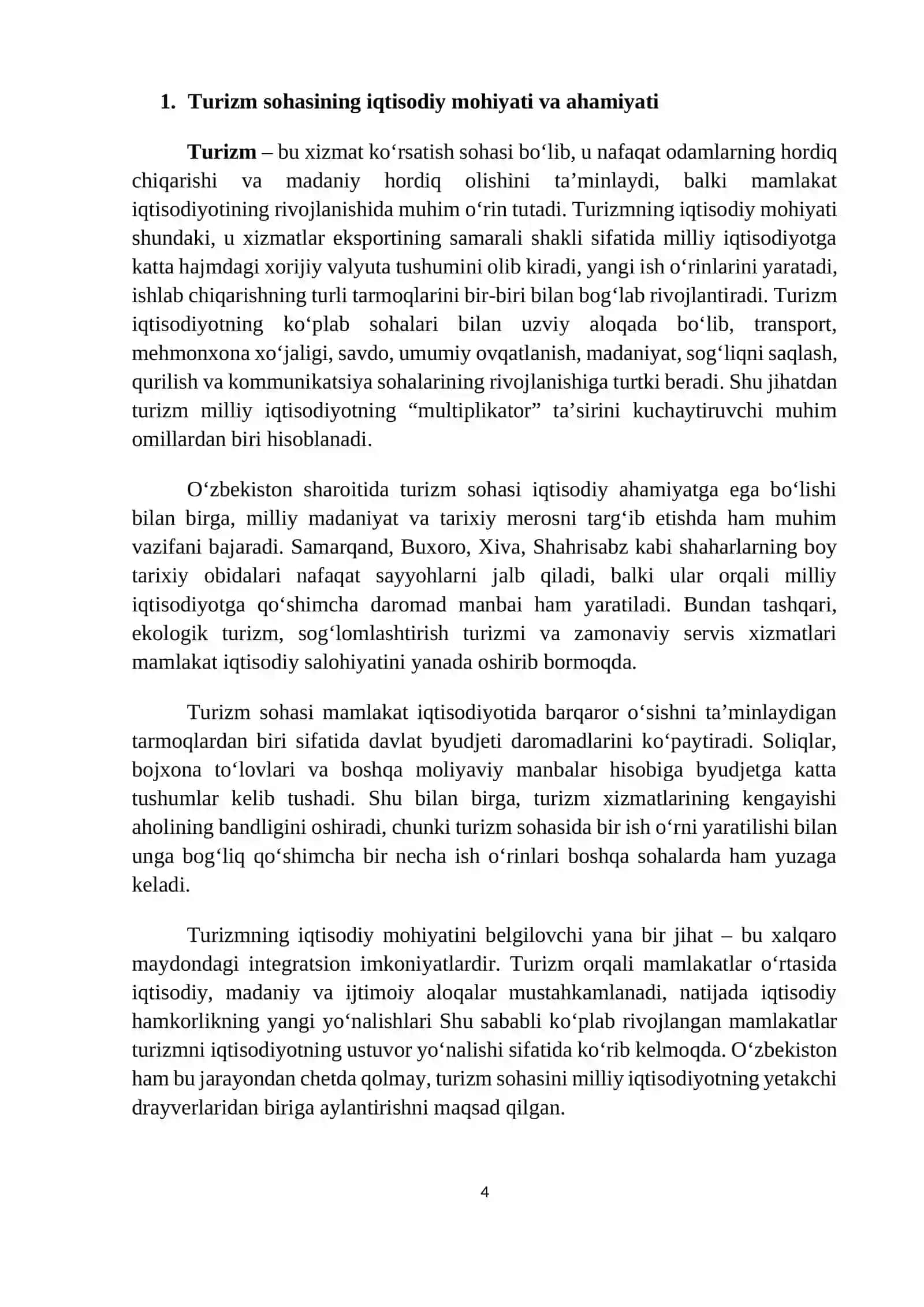 Turizm soxasida iqtsodiy mexanizim va uning hususiyatlari 4
