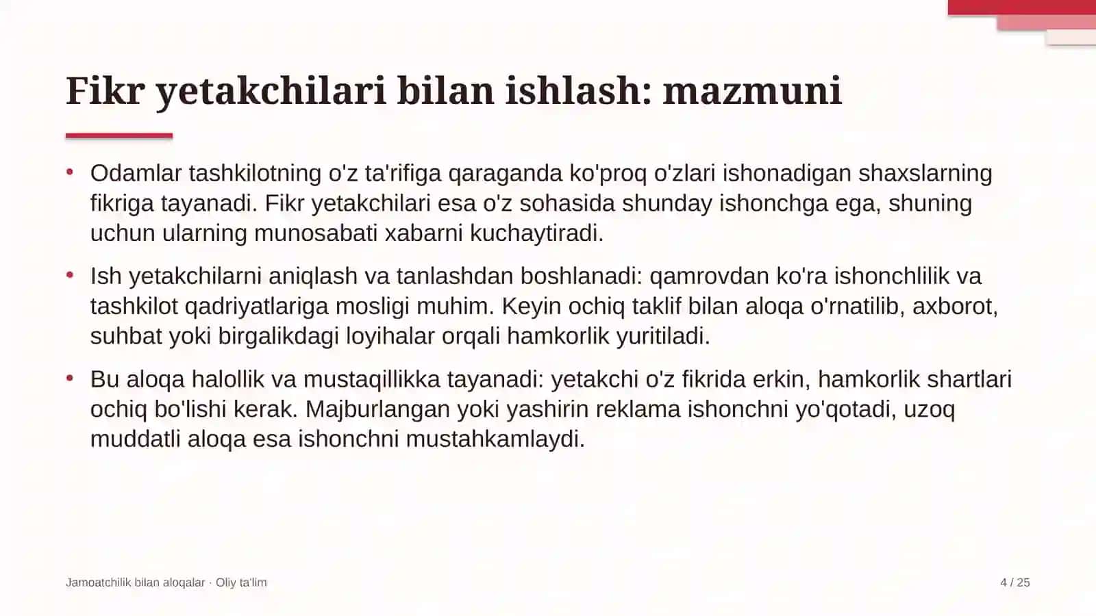 Faktoring kompaniyalarida fikr yetakchilari bilan ishlash 4