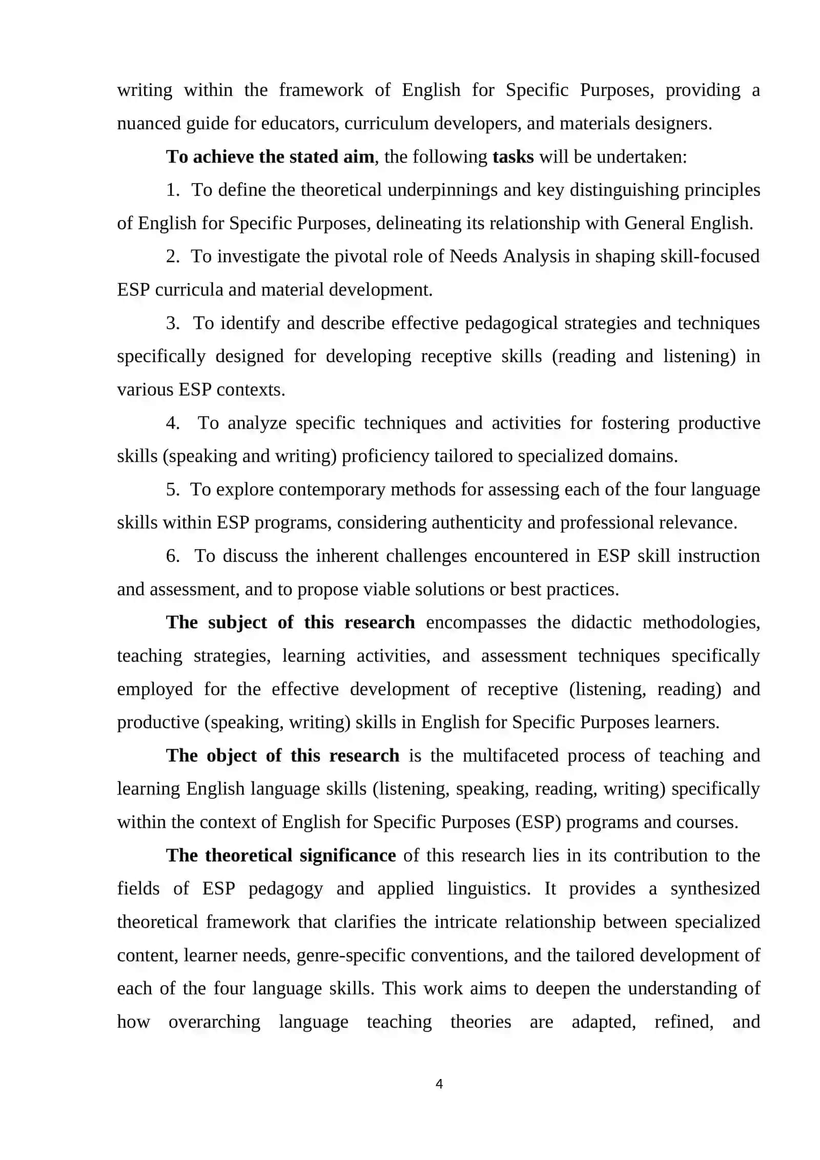 English for Specific Purposes (ESP) Course Work 4
